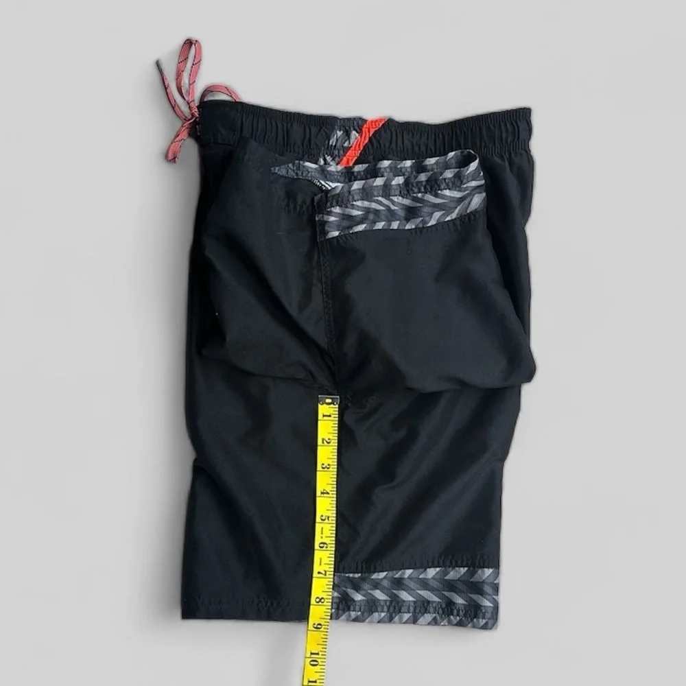 Nike Swim Trunks Mens Medium Black Gray Neon Orange Mesh Lined Board Shorts